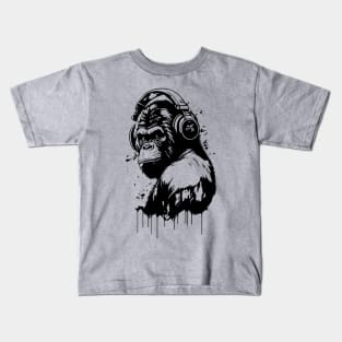 gorilla with headphones Kids T-Shirt